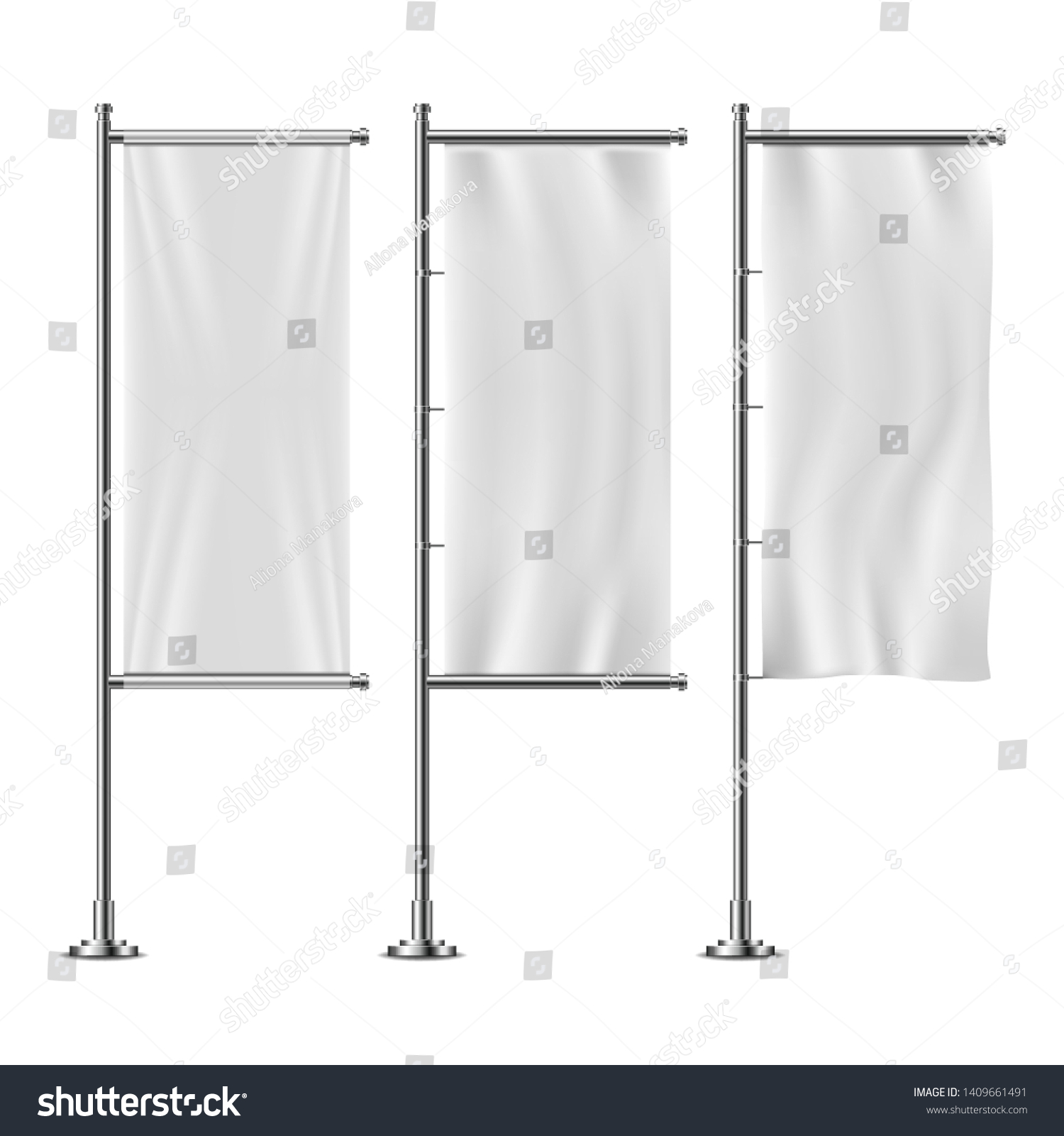 White Vertical Banner Flags Set Isolated Stock Vector (Royalty Free ...