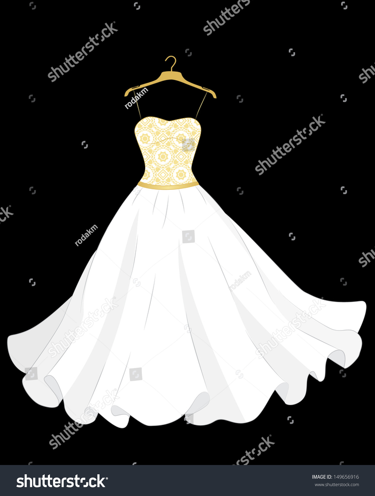 White Wedding Dress On Hanger Stock Vector 149656916 - Shutterstock