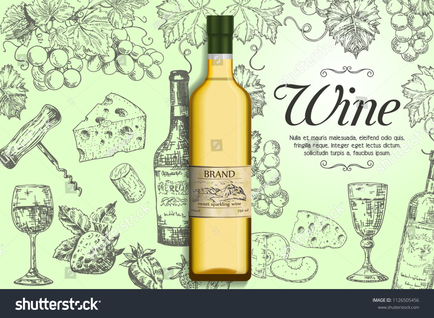 Download White Wine Ads Vector Realistic Wine Stock Vector Royalty Free 1126505456