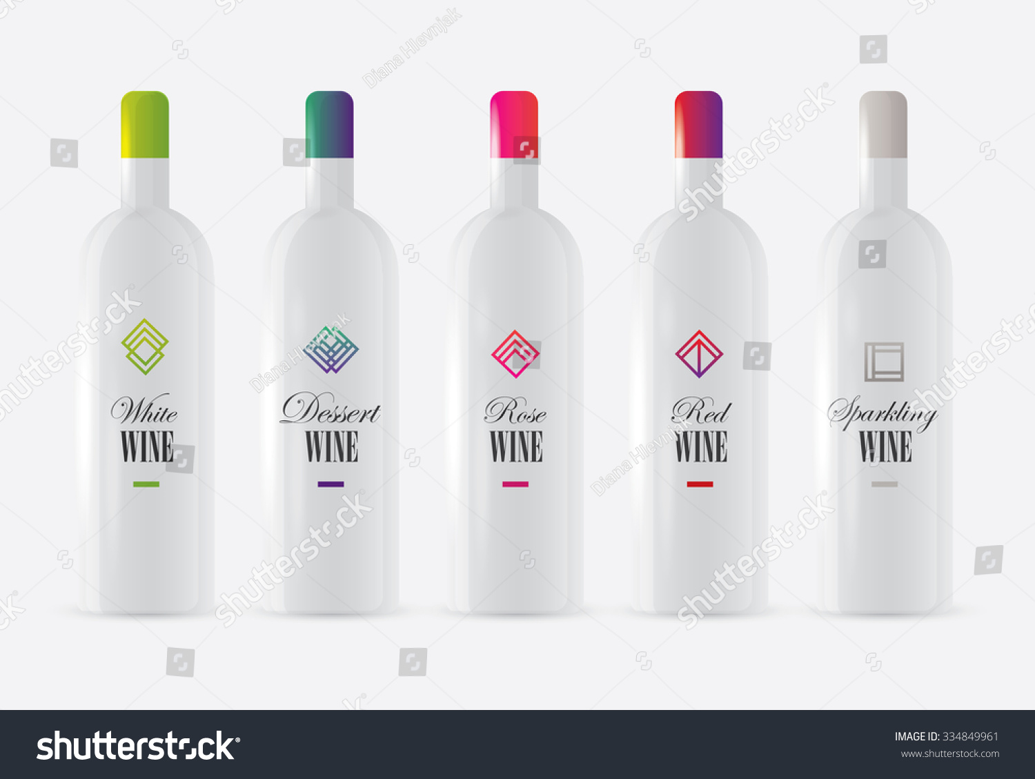 Download White Wine Bottle Mockup Set Modern Stock Vector (Royalty Free) 334849961 - Shutterstock