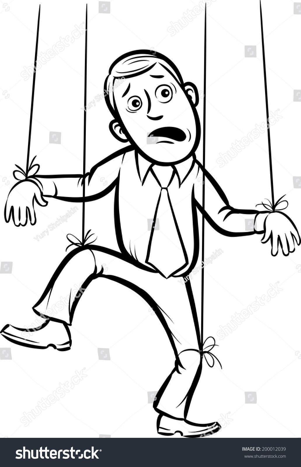 Whiteboard Drawing Businessman Puppet On Strings Stock Vector (Royalty