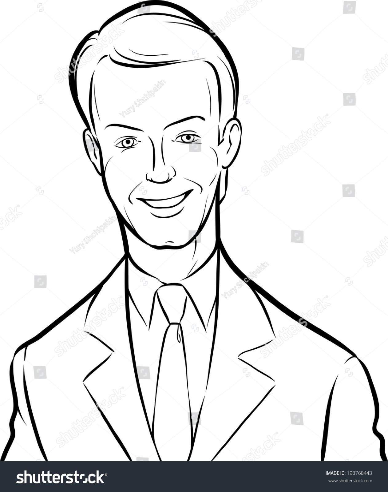 Whiteboard Drawing Smiling Handsome Businessman Easyedit: vector de