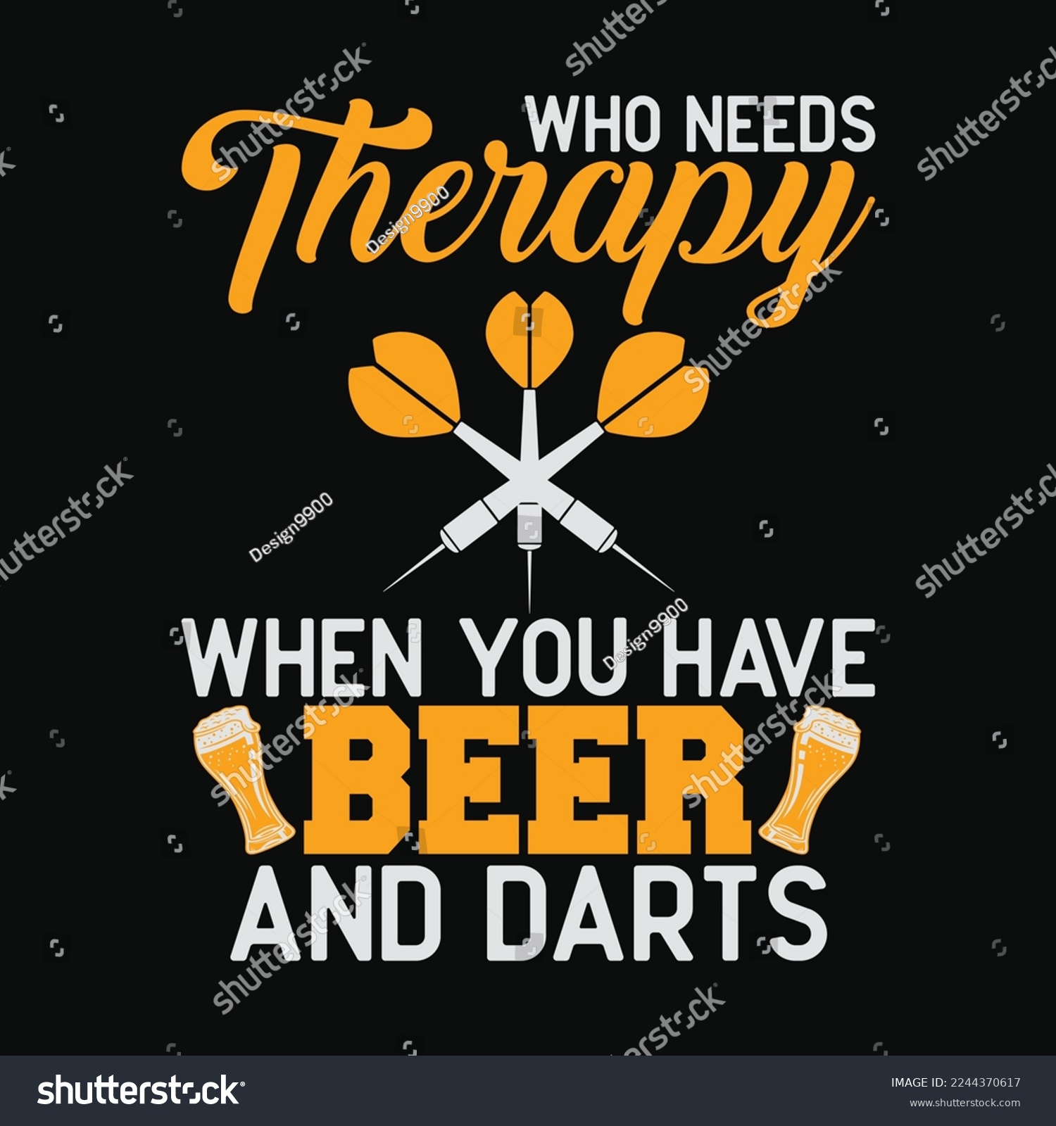 SVG of Who Needs Therapy When You Have Beer and Darts svg