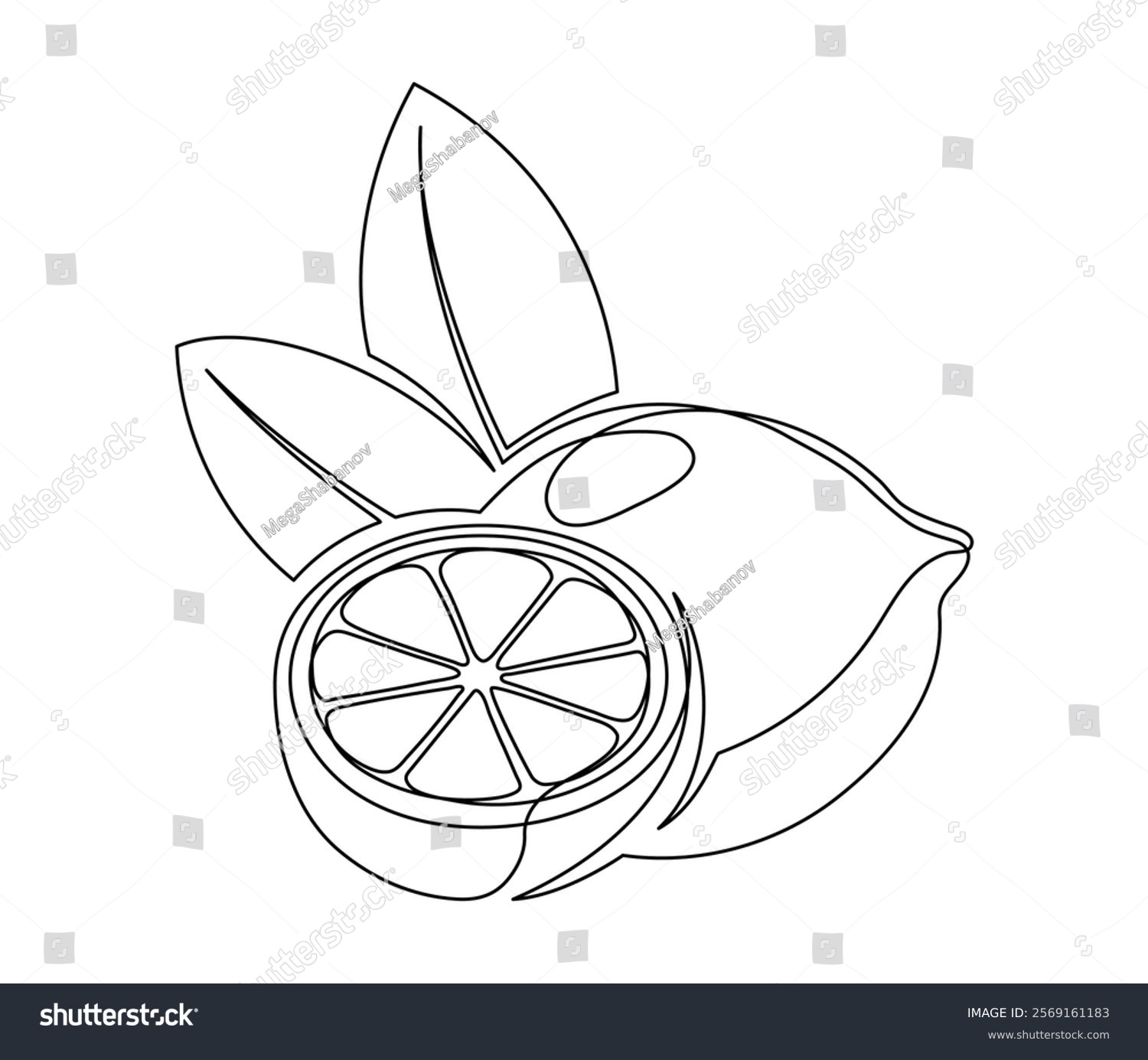 recommend clip art: Whole and halves lemons with leaf isolated on white background. Simple citrus silhouette. Hand drawn lemon outline. Vector illustration