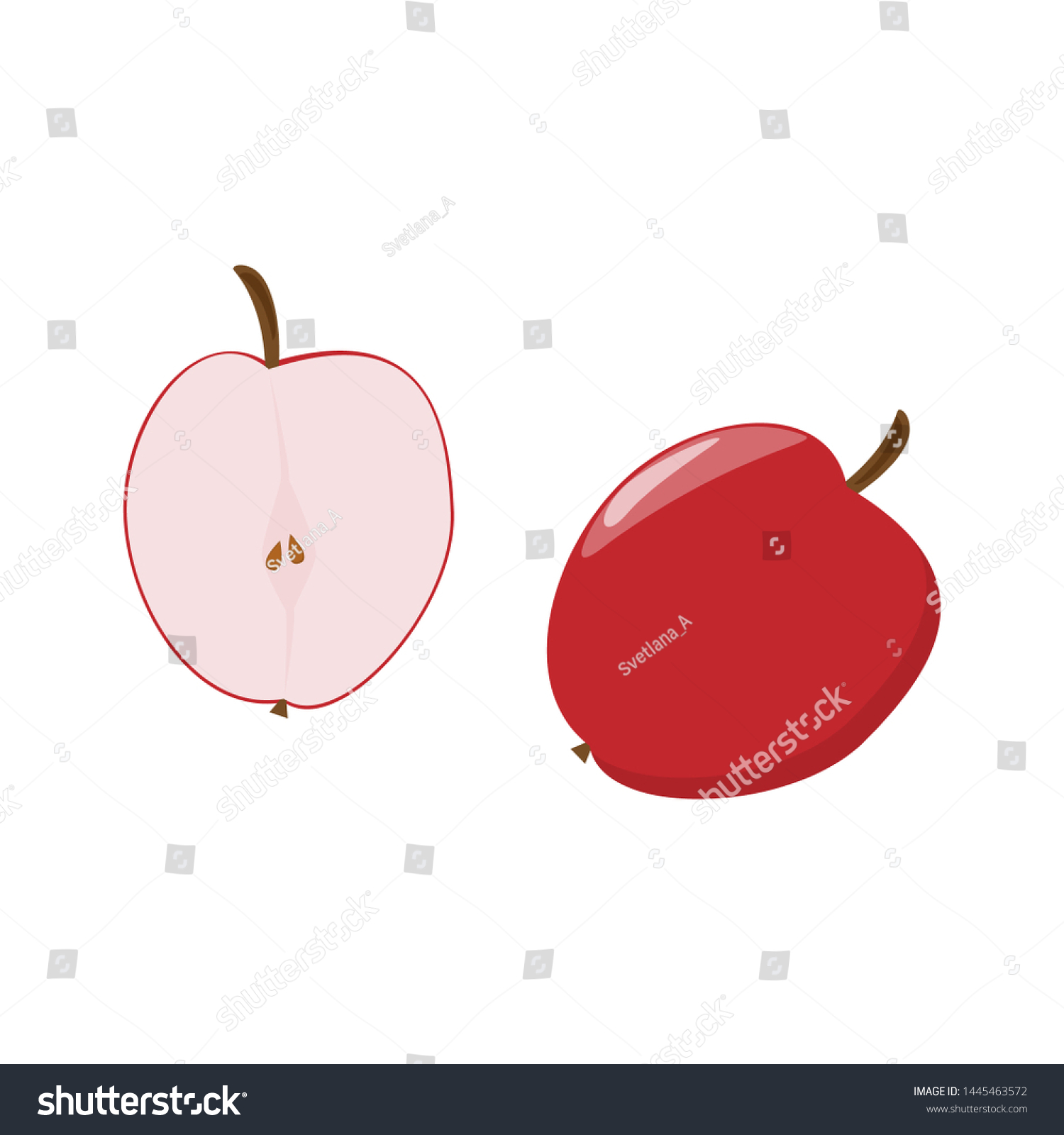 Whole Sliced Red Apple Vector Illustration Stock Vector Royalty Free Shutterstock