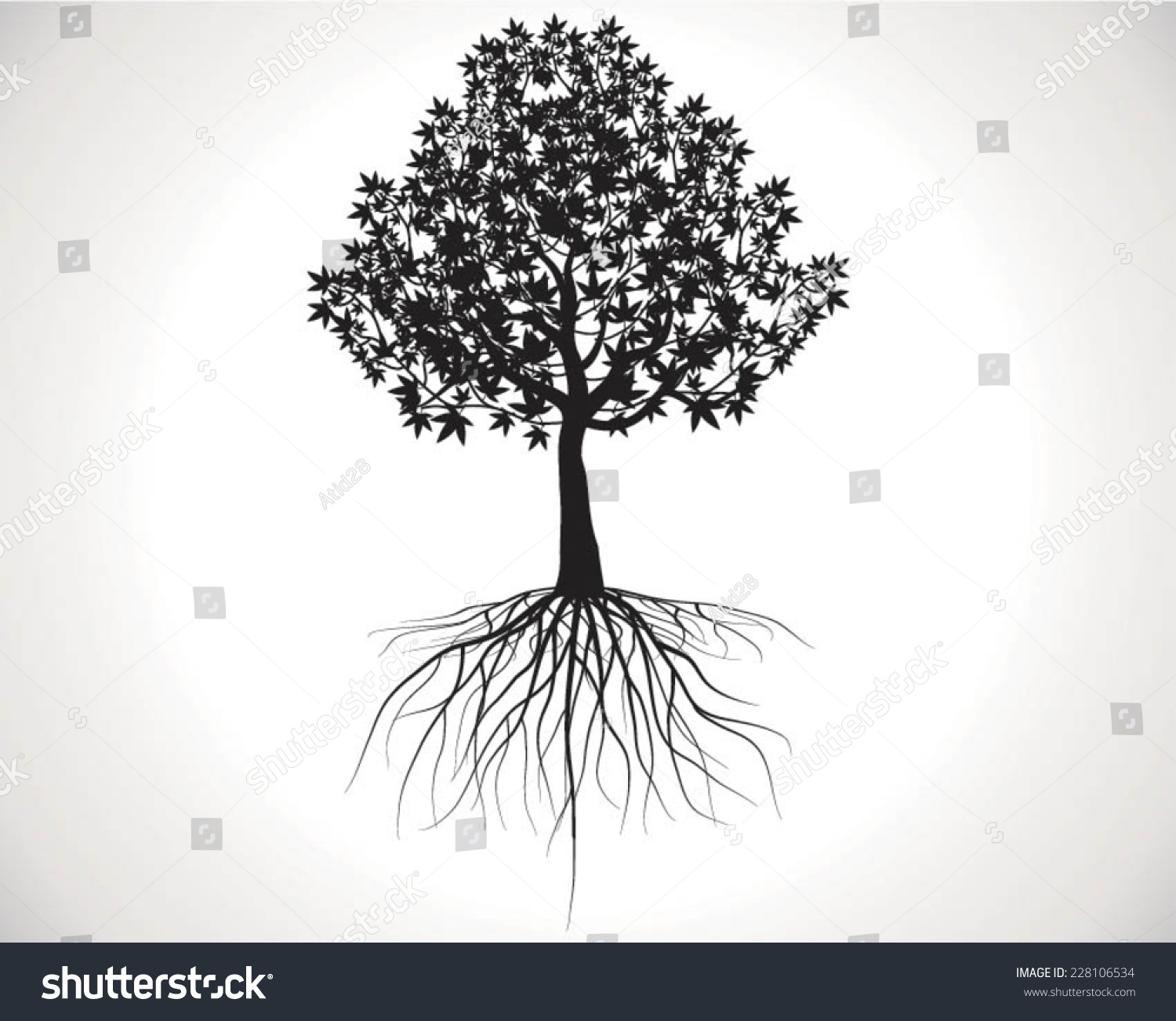 Whole Black Tree Roots Isolated White Stock Vector 228106534 - Shutterstock