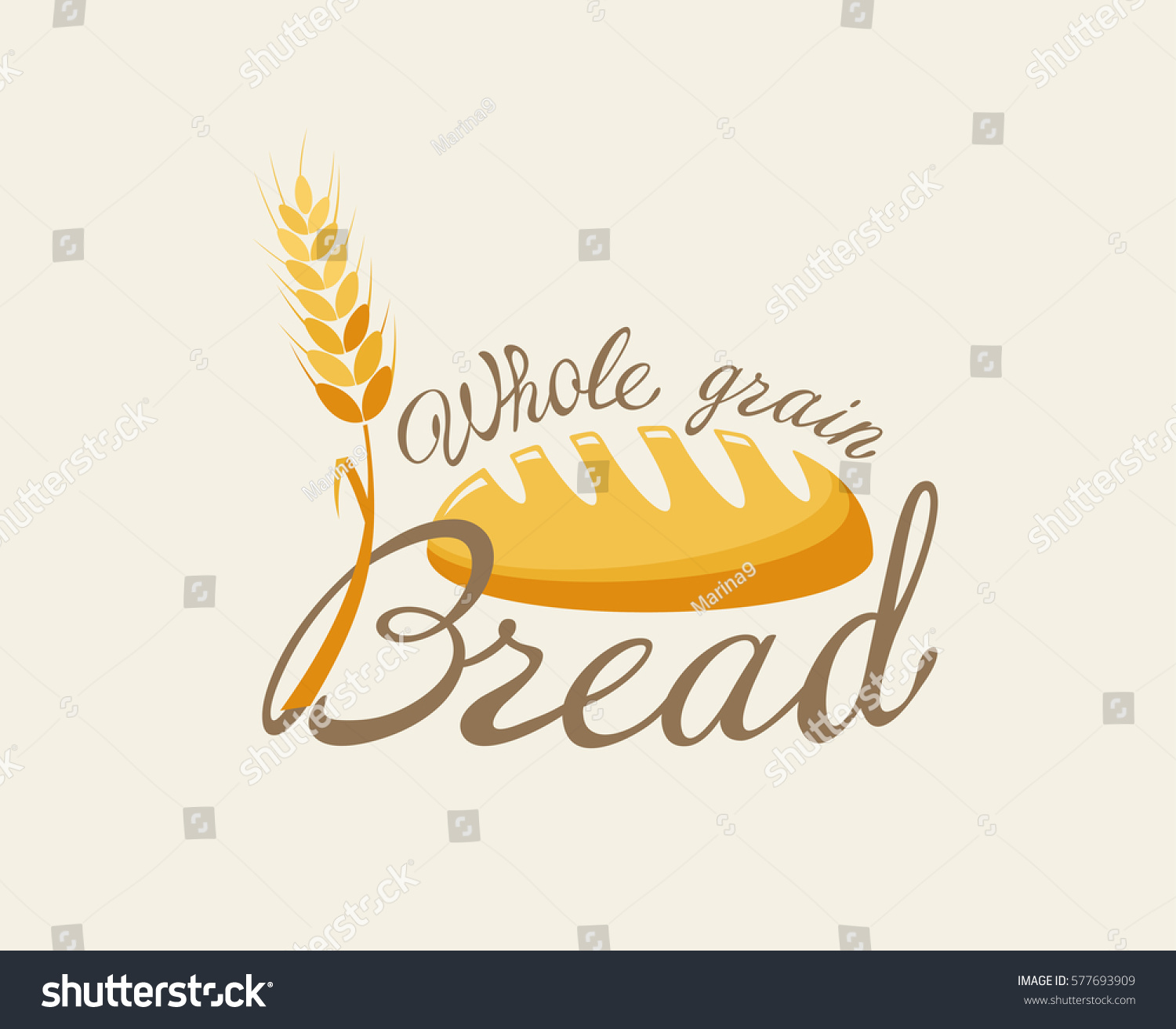 Whole Grain Bread Lettering Logo Icon Stock Vector Royalty Free