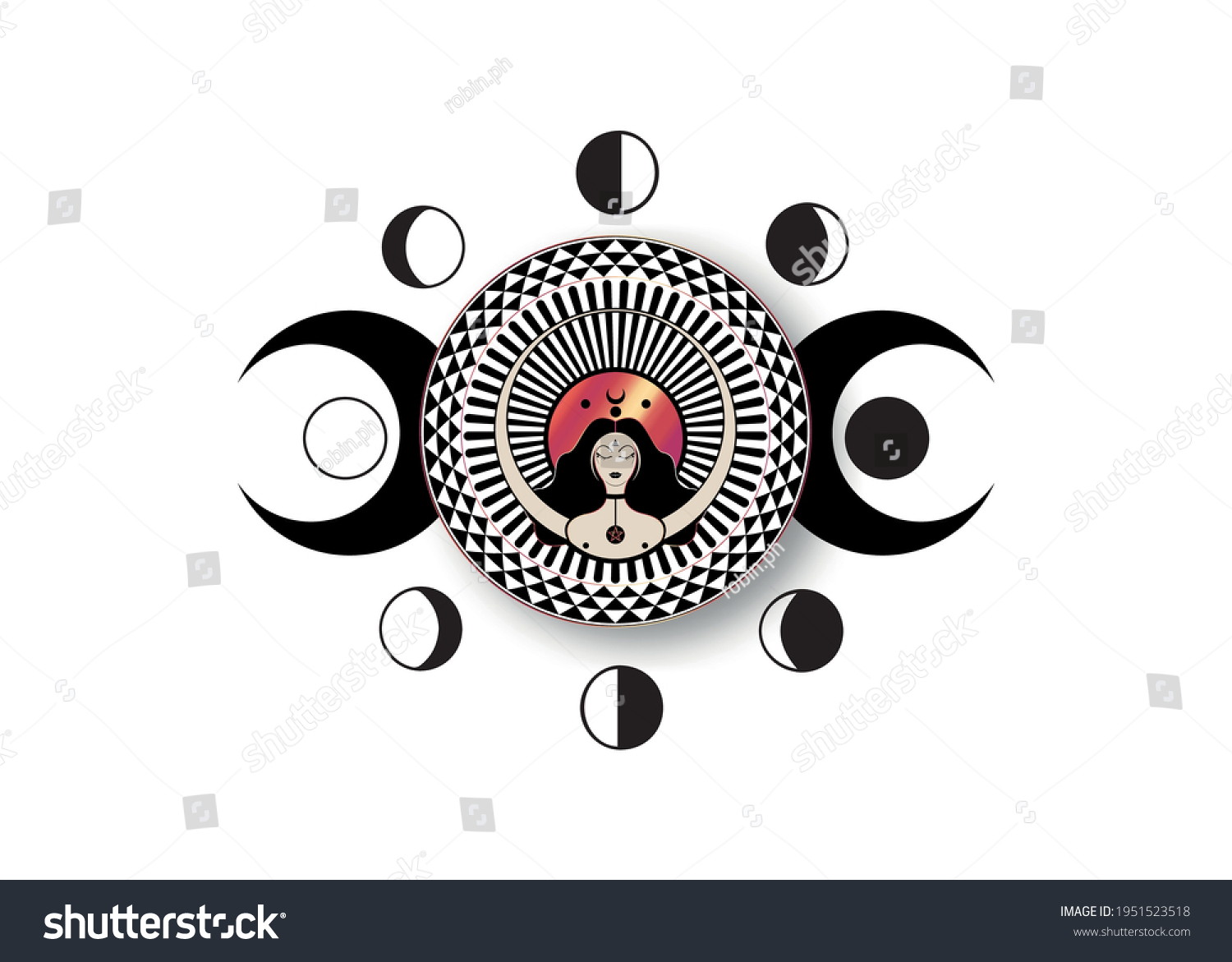 Wiccan Woman Icon Triple Goddess Symbol Stock Vector Royalty Free 1951523518