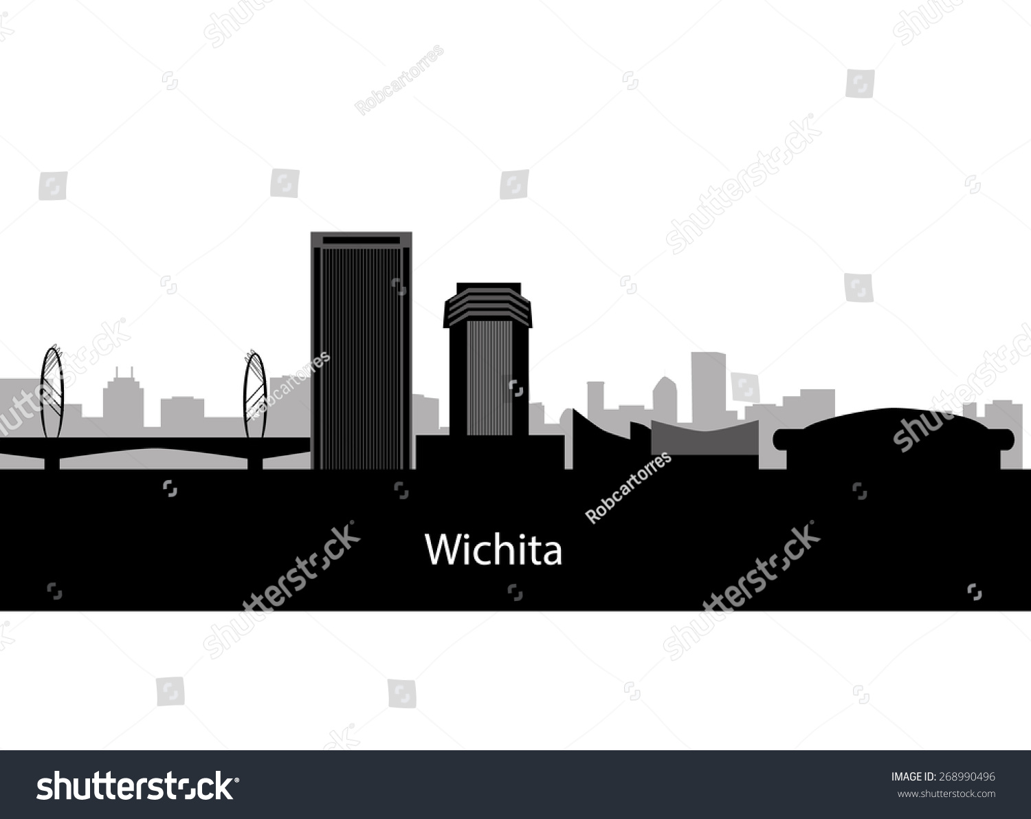 Wichita Kansas City Skyline Vector Silhouette Stock Vector 268990496 ...