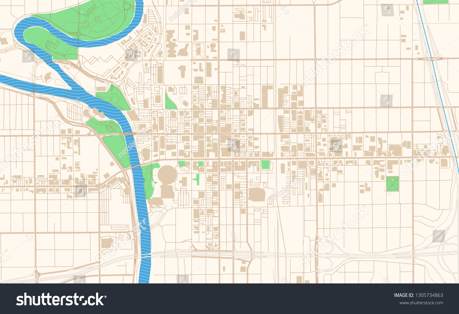 324 Ks Map Shutterstock   Stock Vector Wichita Kansas Printable Map Excerpt This Vector Streetmap Of Downtown Wichita Is Made For 1305734863 