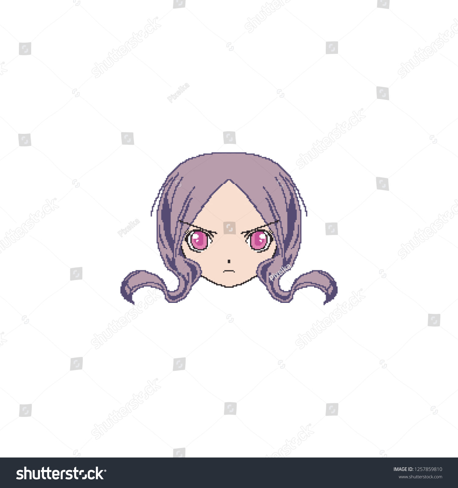Wicked Sad Anime Face Pixel Smile Stock Vector Royalty Free