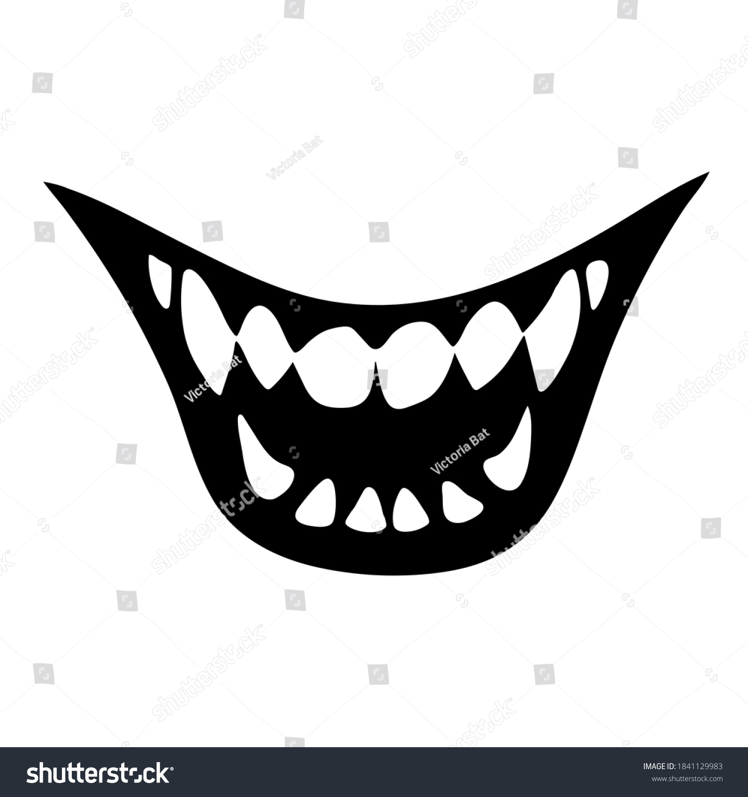 Wide Human Smile Sharp Teeth Stock Vector (Royalty Free) 1841129983 ...