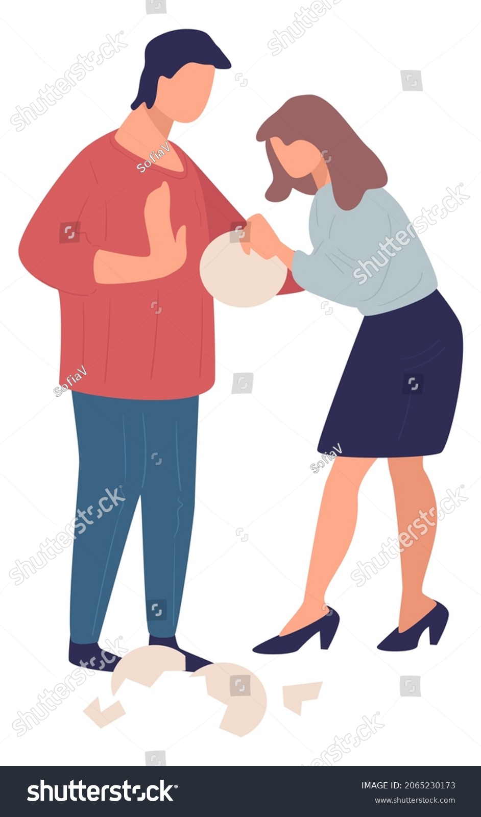 Wife Breaking Plates Throwing Crushing Isolated Stock Vector Royalty Free 2065230173 9690