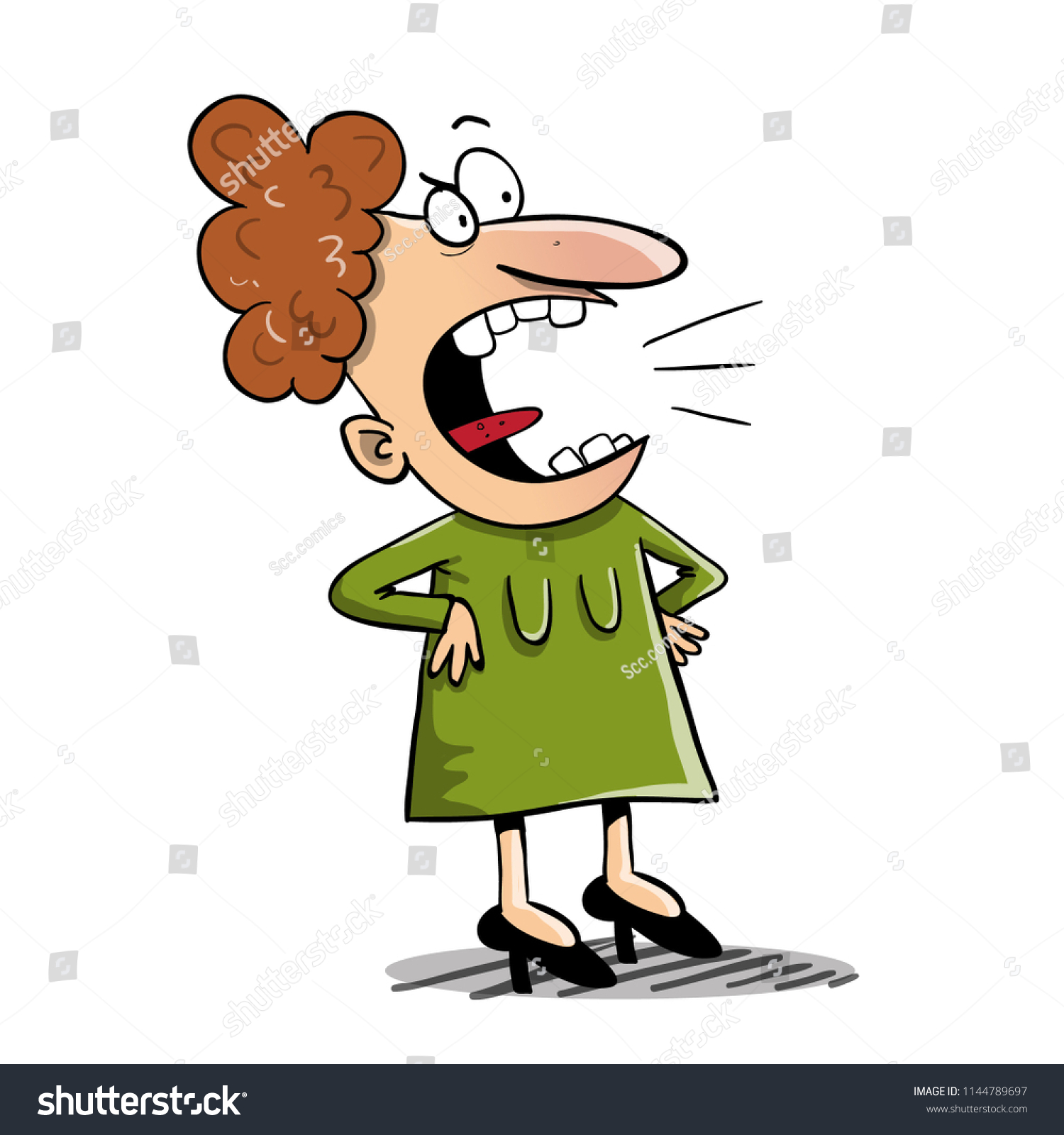 Wife Neighbour Teacher Talking Big Mouth Stock Vector (Royalty Free ...