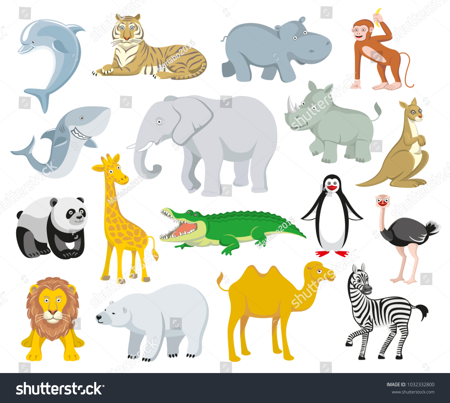 Wild Animals Australia Asia Arctic Antarctica Stock Vector (royalty 