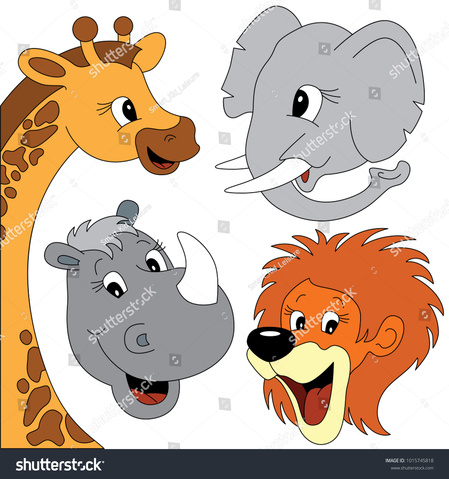 Download Wild Animals Face Elements Set Collection Stock Vector Royalty Free 1015745818