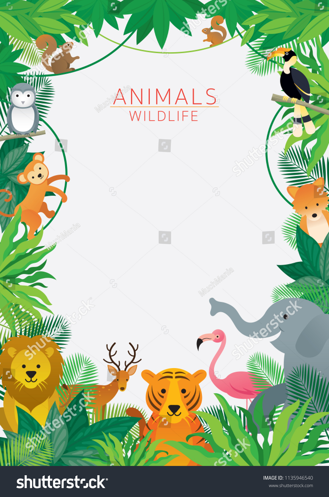 Wild Animals Jungle Frame Kids Cute Stock Vector (Royalty Free ...