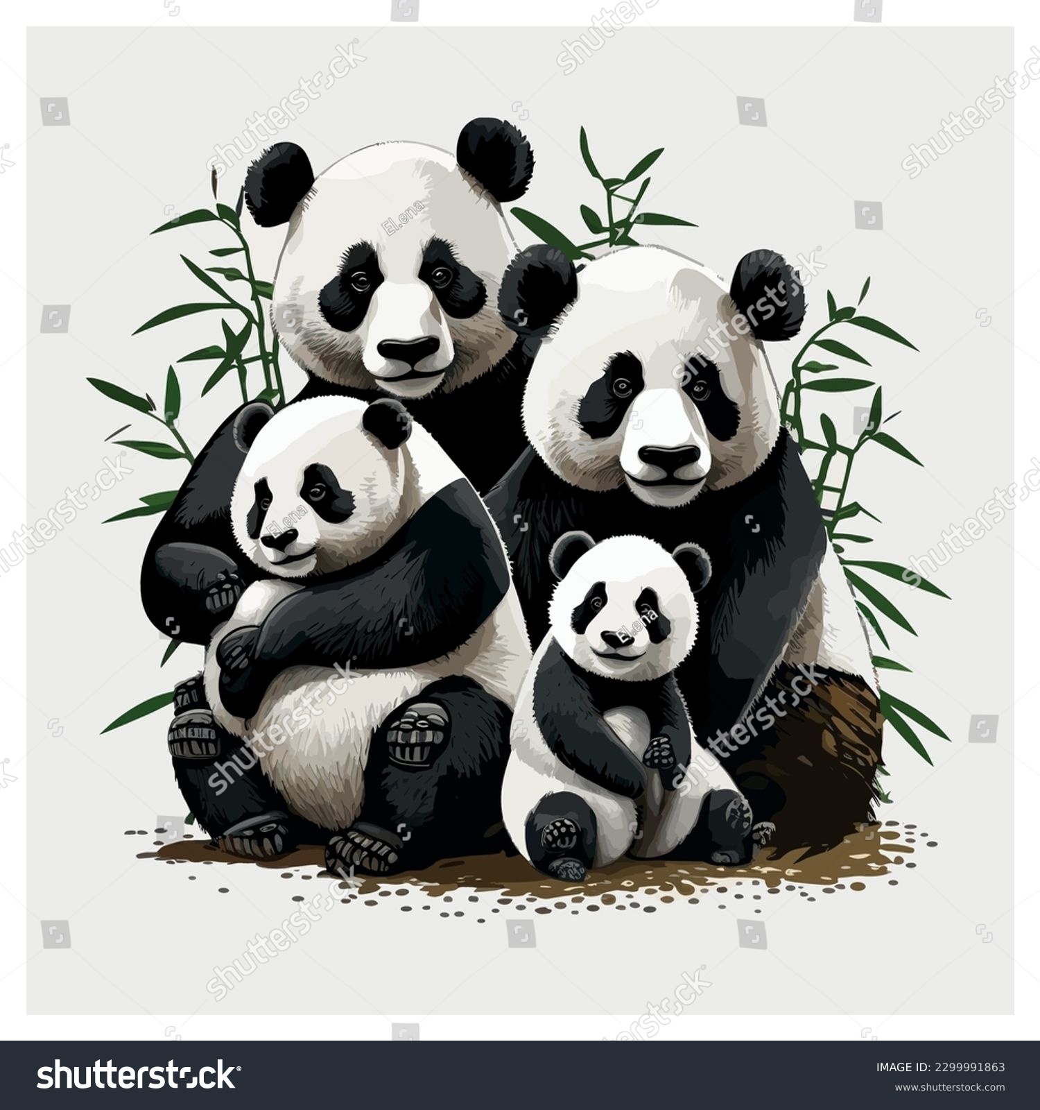 SVG of Wild, exotic animals. Panda and kolal family svg