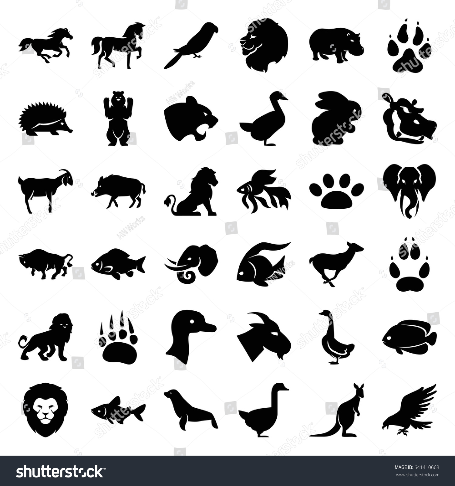 Wild Icons Set Set 36 Wild Stock Vector (Royalty Free) 641410663 ...