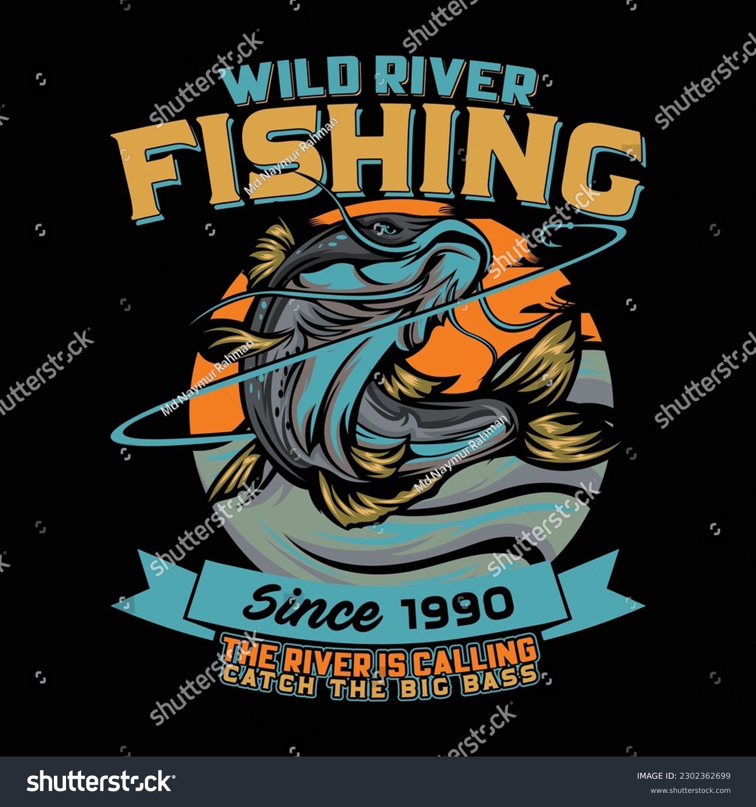 SVG of Wild River Fishing Since 1990 The River Is Calling T-Shirt Design. svg