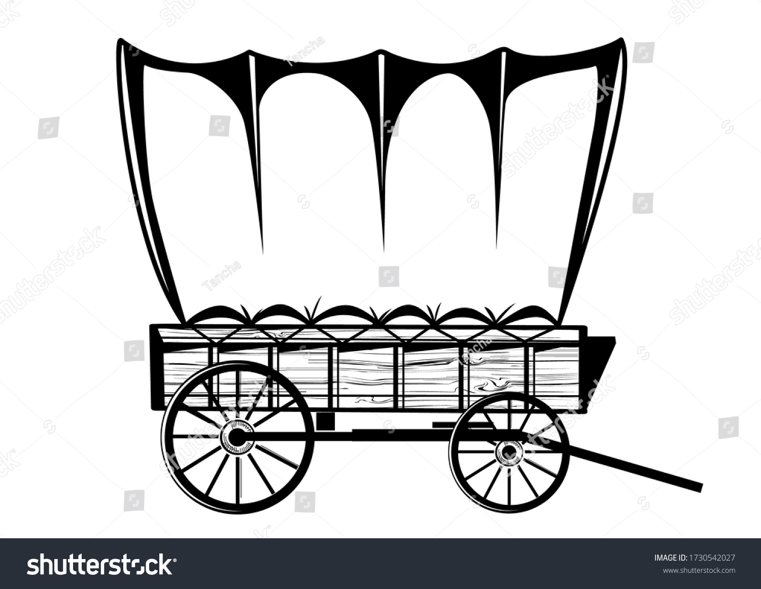 SVG of Wild west covered wagon black silhouette. Vector Western illustration isolated on white  svg
