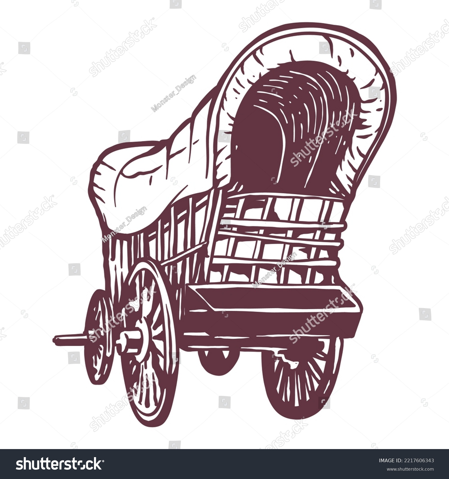 SVG of Wild West Covered wagon - hand drawn illustration svg