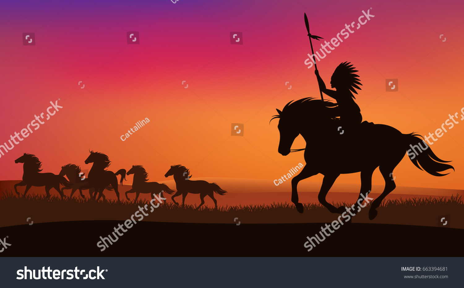 Wild West Scene North American Indian Stock Vector (Royalty Free ...