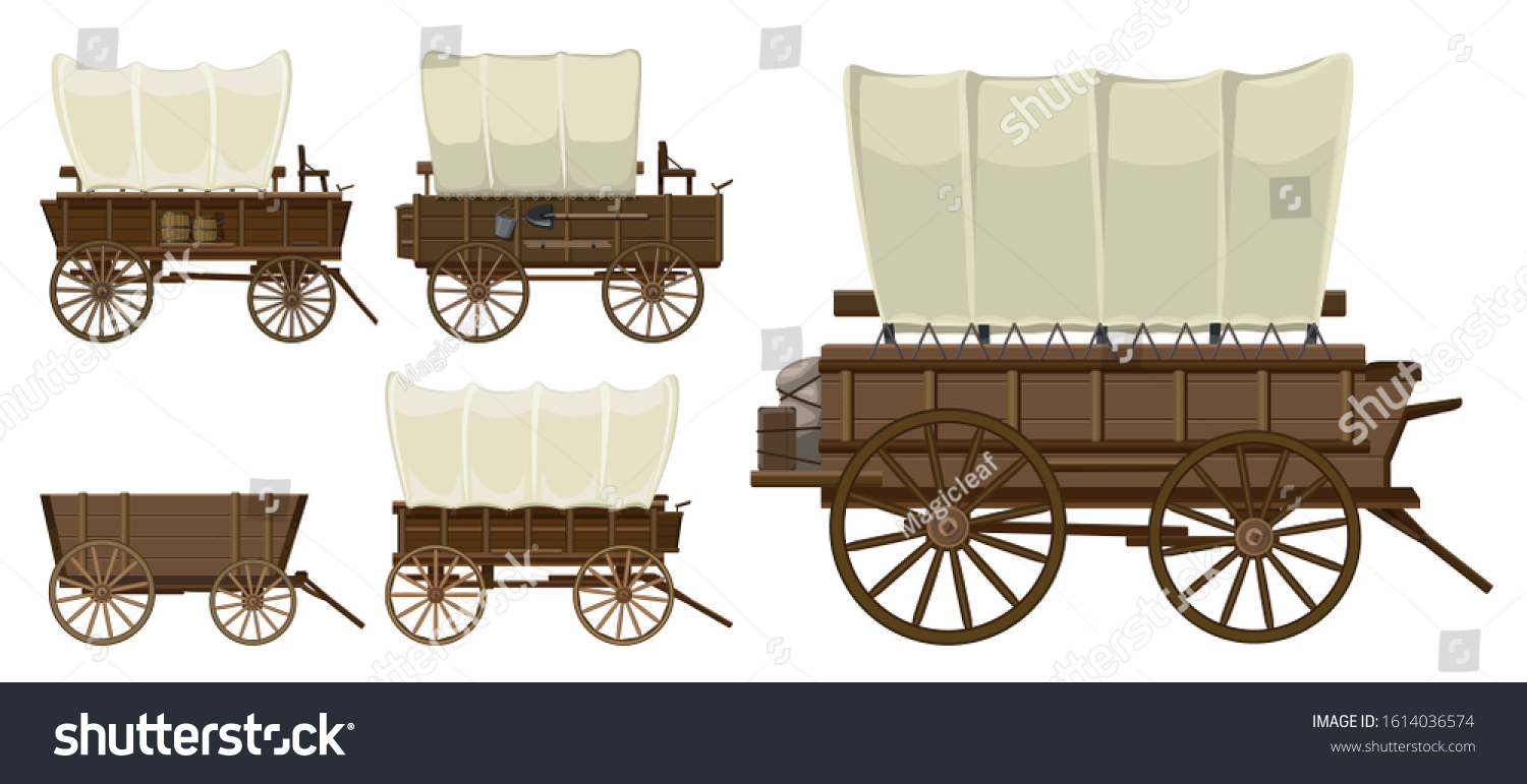 SVG of Wild west wagon isolated cartoon icon.Vector illustration set western of old carriage on white background .Vector cartoon set icon wild west wagon. svg