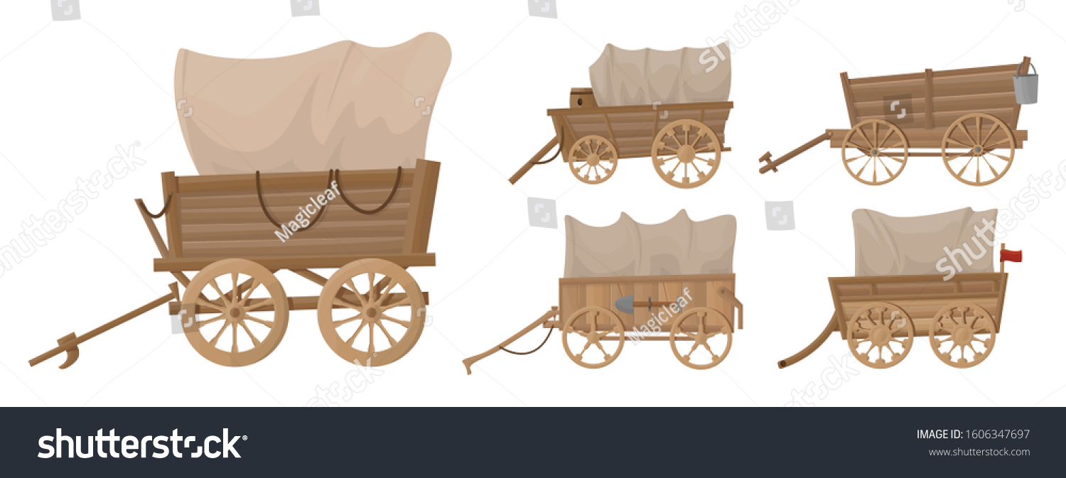 SVG of Wild west wagon vector cartoon set icon.Vector illustration set western of old carriage on white background .Isolated cartoon icon wild west wagon. svg
