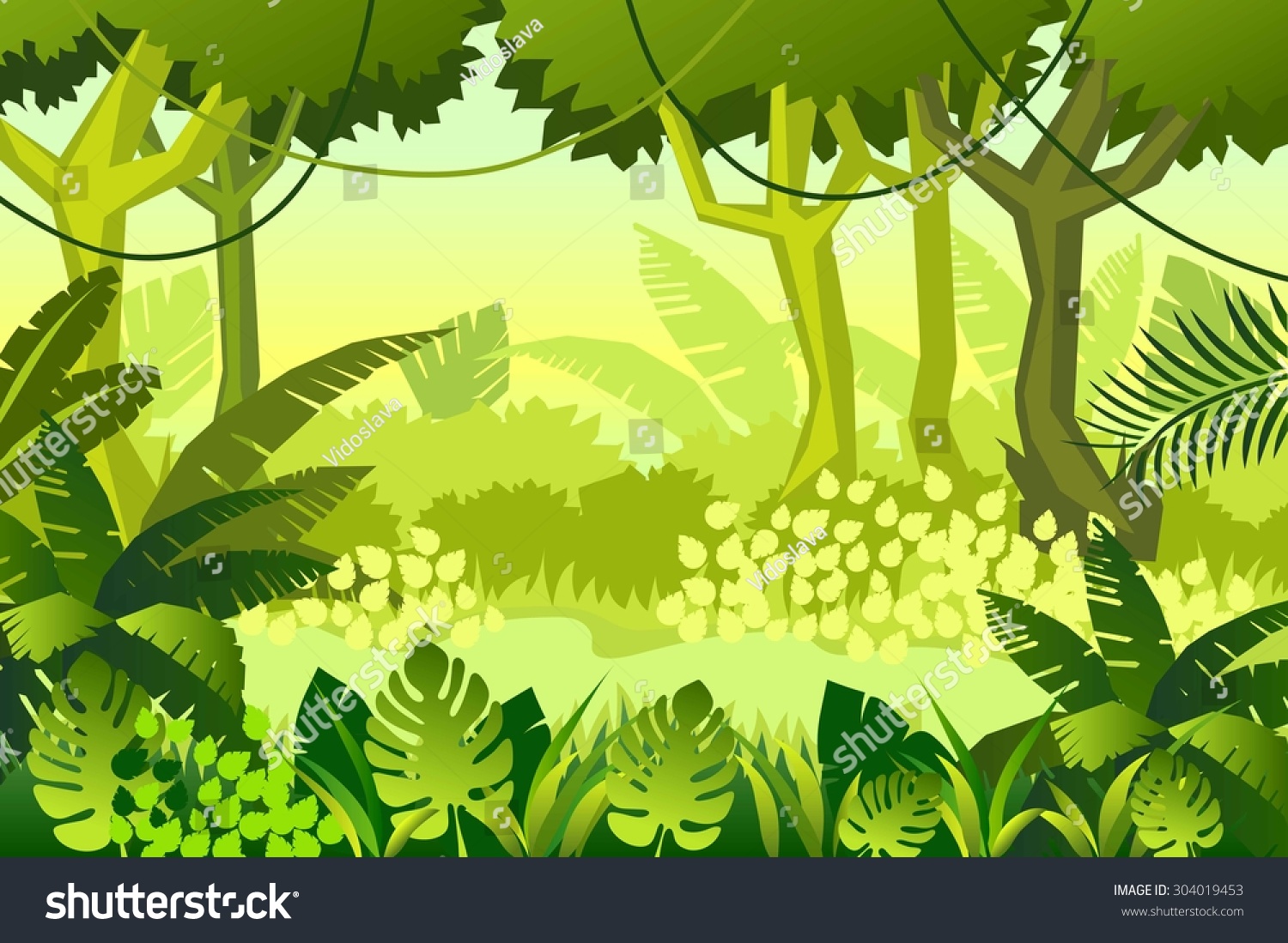 Wild Wood Jungle Vector Illustration Stock Vector (Royalty Free) 304019453