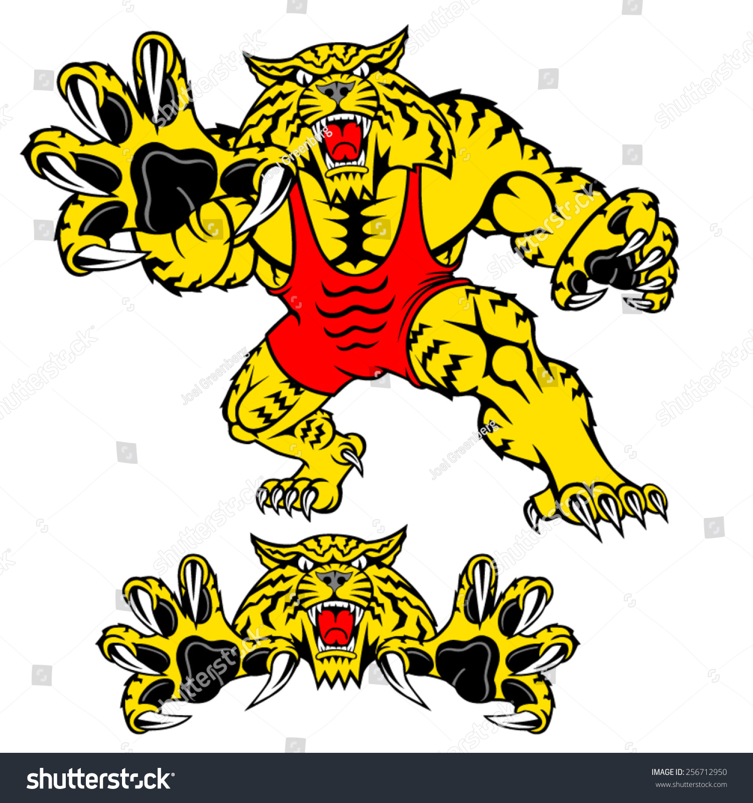 Wildcat Wrestler Mascot With Sharp Claws Stock Vector 256712950