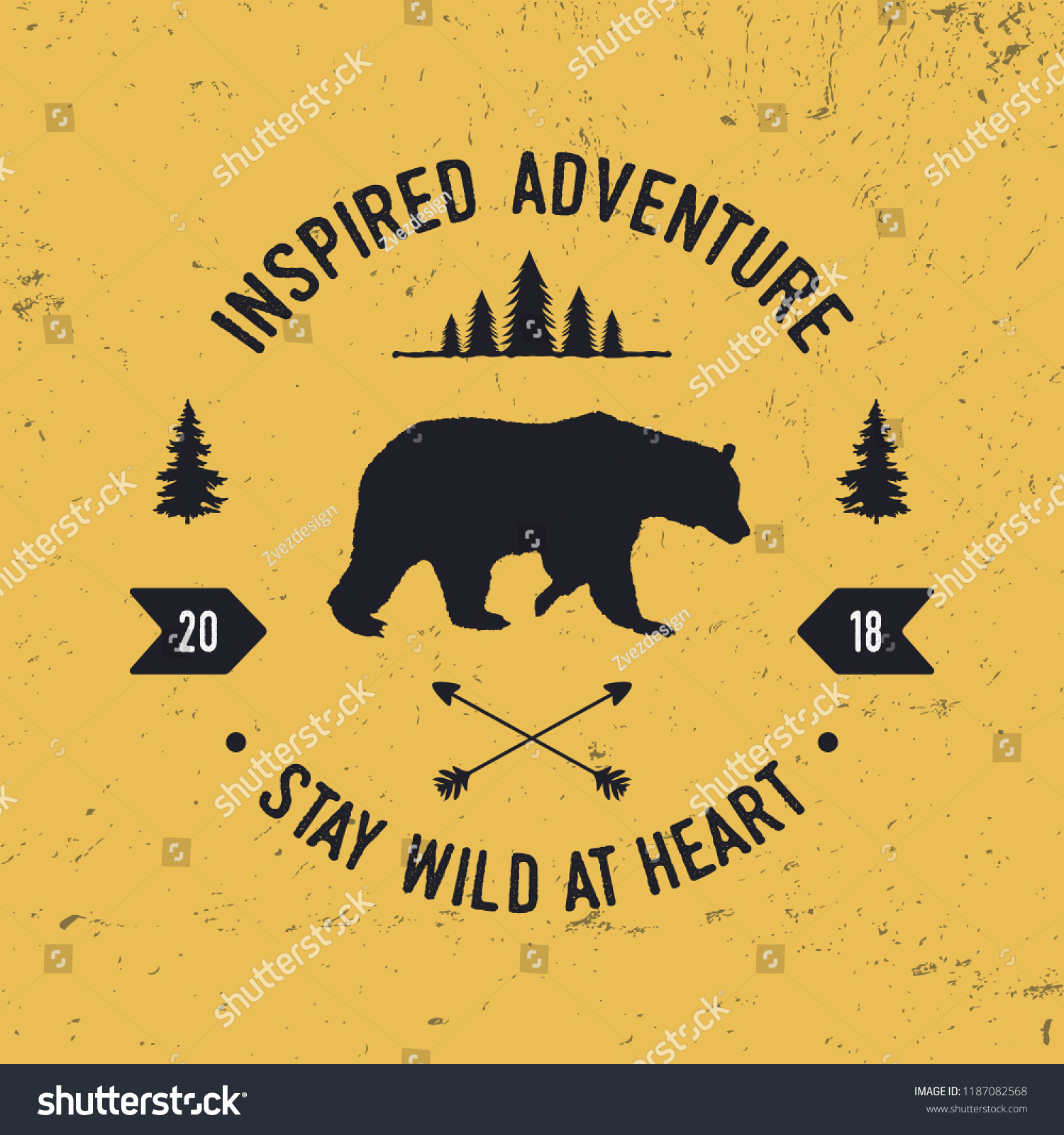 Wilderness Typography Textured Vintage Vector Tshirt Stock Vector ...