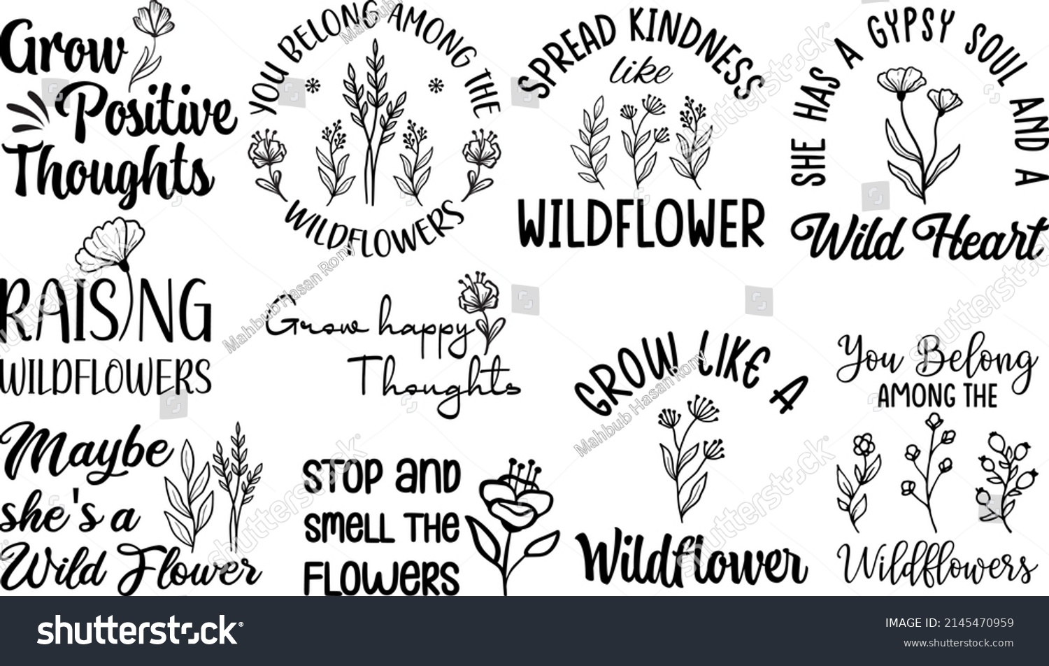 SVG of Wildflower Quotes SVG  T-shirt Design Bundle svg