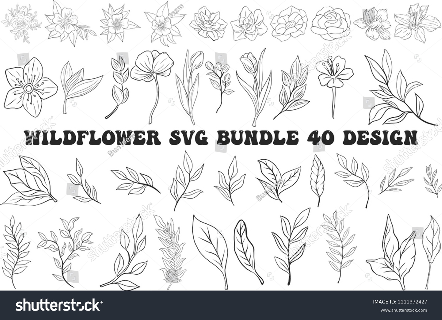 SVG of wildflower svg bundle 40 design,floral arrangement svg, svg