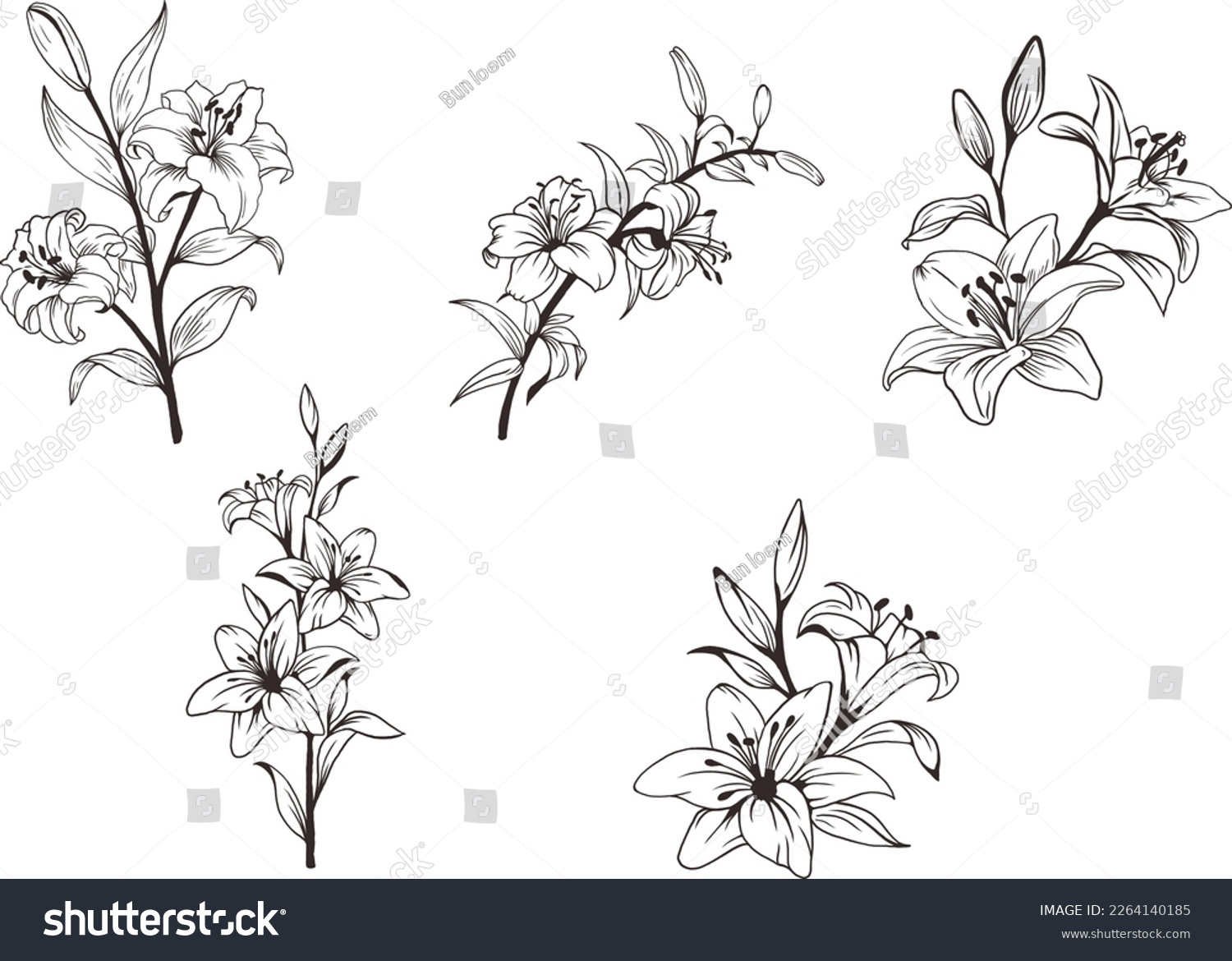SVG of wildflower svg,flower border,floral arrangement ,wildflower Vector line Art 5 Design svg