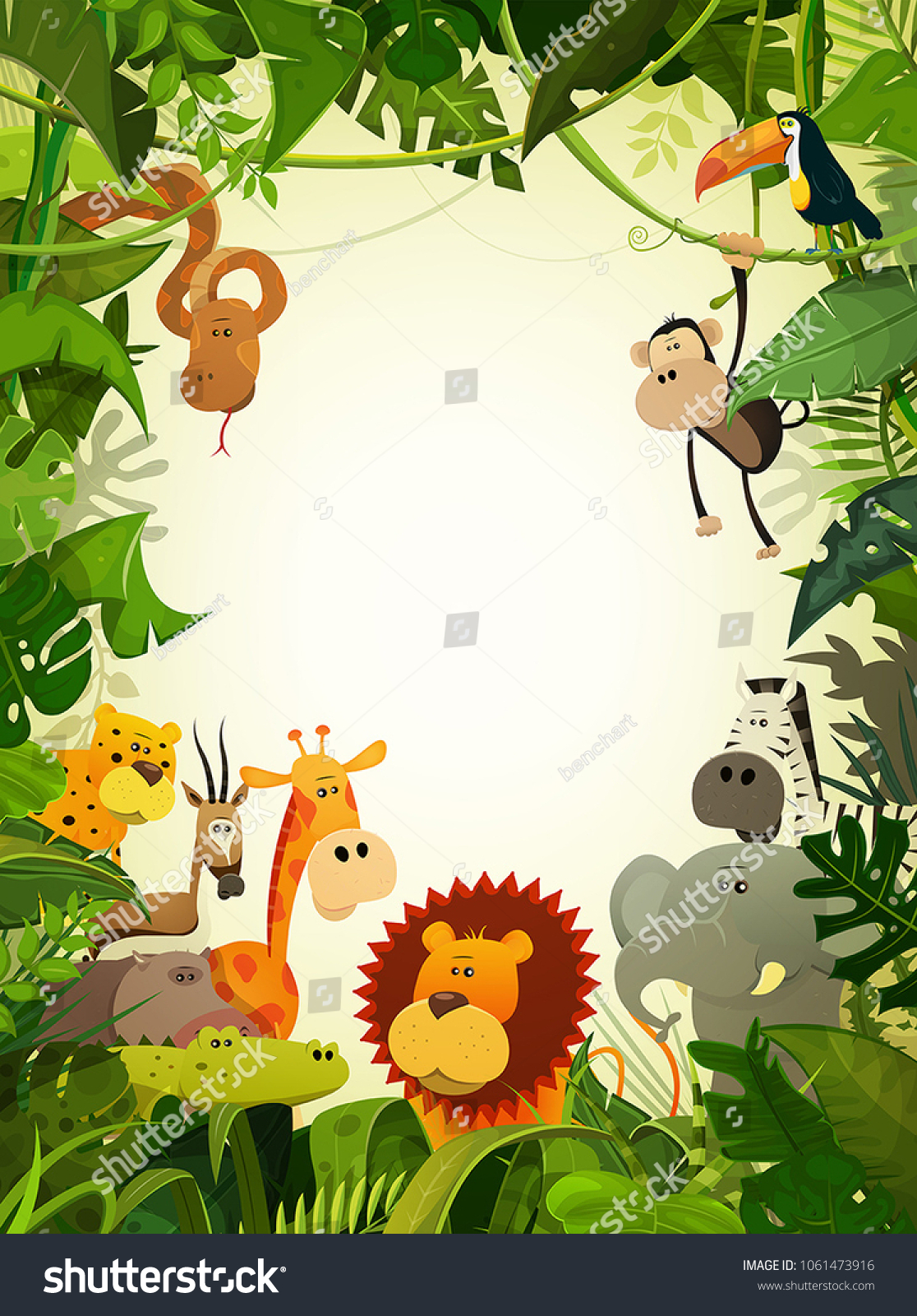 Wildlife Animals Wallpaperillustration Cute Cartoon Wild Stock Vector ...