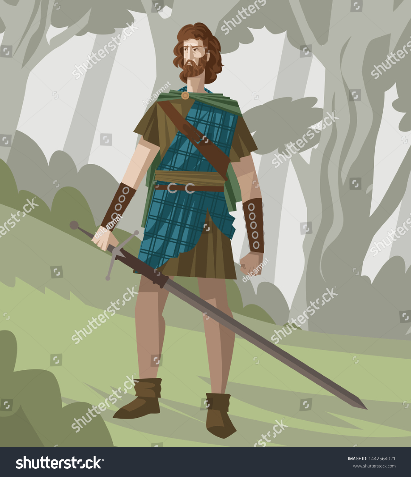 William Wallace History Scotland Hero Stock Vector Royalty Free