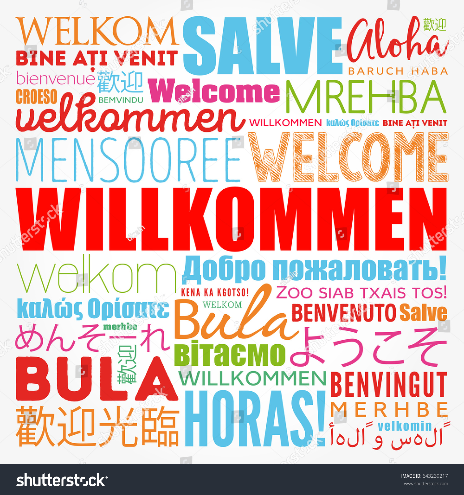 Willkommen Welcome German Word Cloud Different Stock Vector (Royalty ...