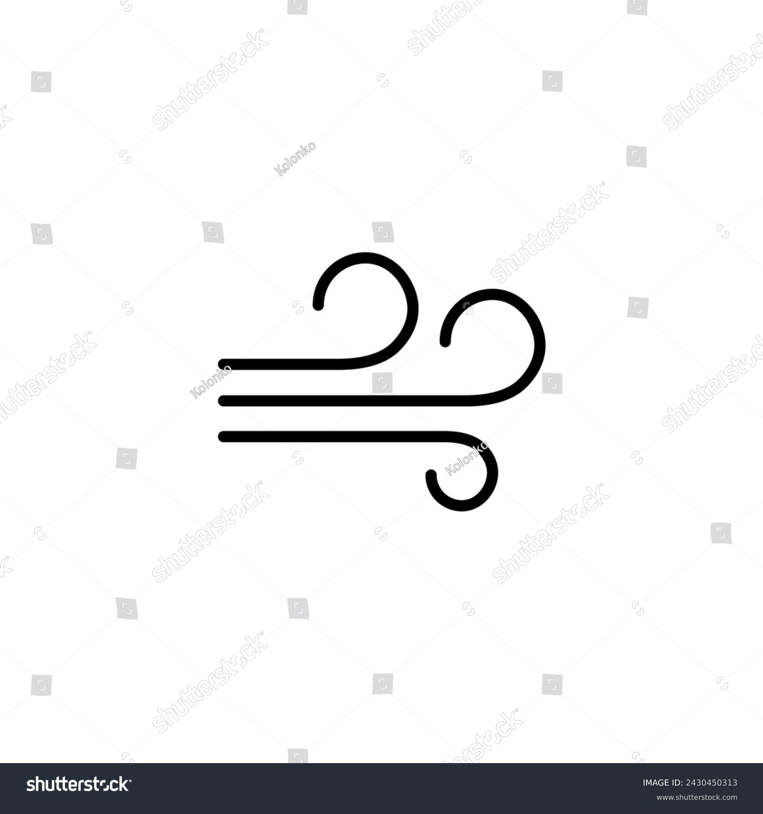SVG of Wind blow line icon fresh vector cloud air isolated speed symbol. Wind blow air line icon logo svg