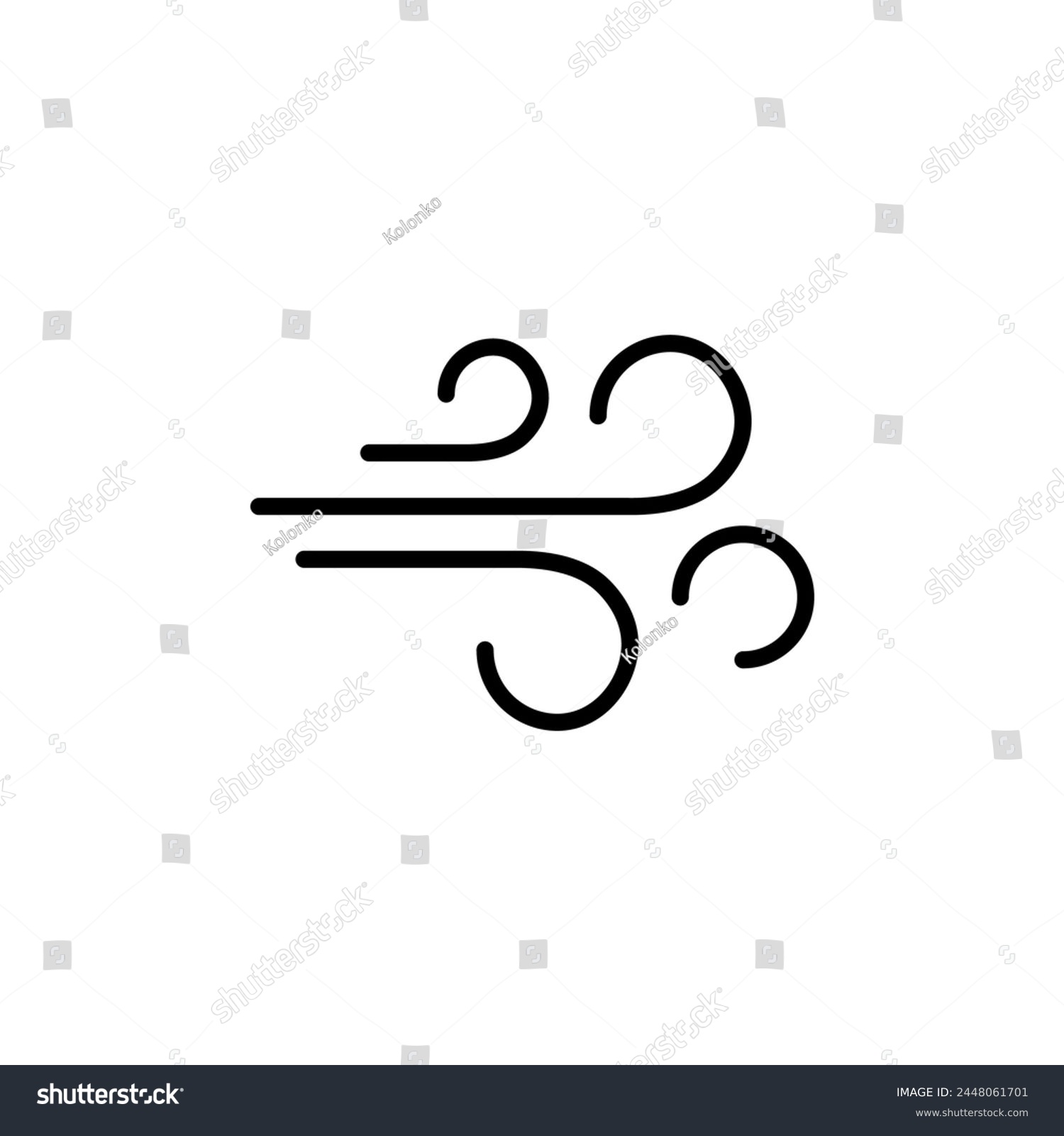 SVG of Wind blow line icon fresh vector cloud air isolated speed symbol. Wind blow air line icon logo svg