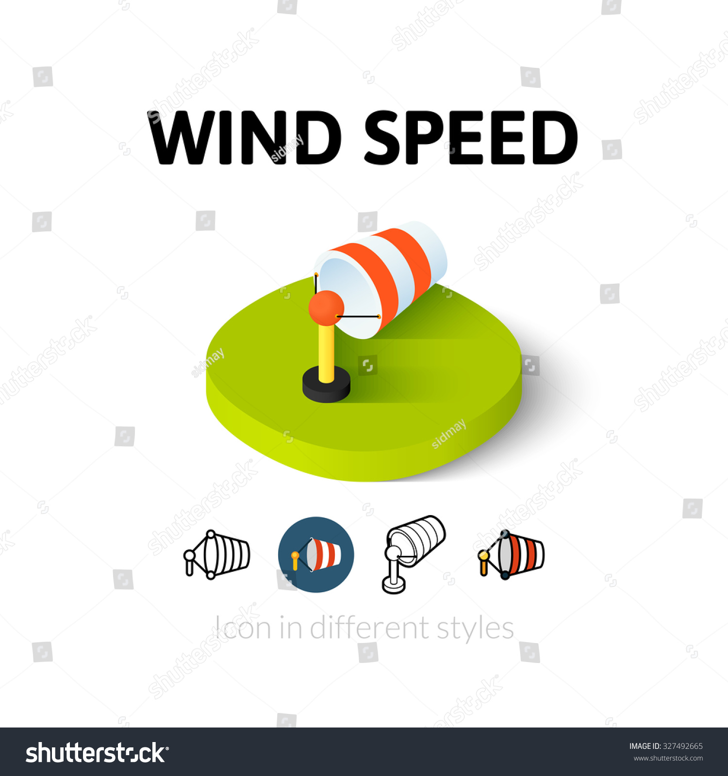 Wind Speed Icon, Vector Symbol In Flat, Outline And Isometric Style ...