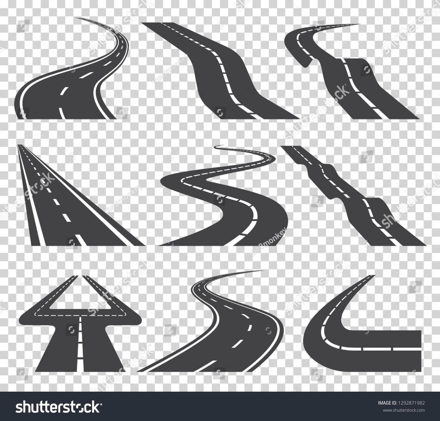 Winding Curved Road Highway Markings Direction Vector De Stock Libre De Regalías 1292871982 5810