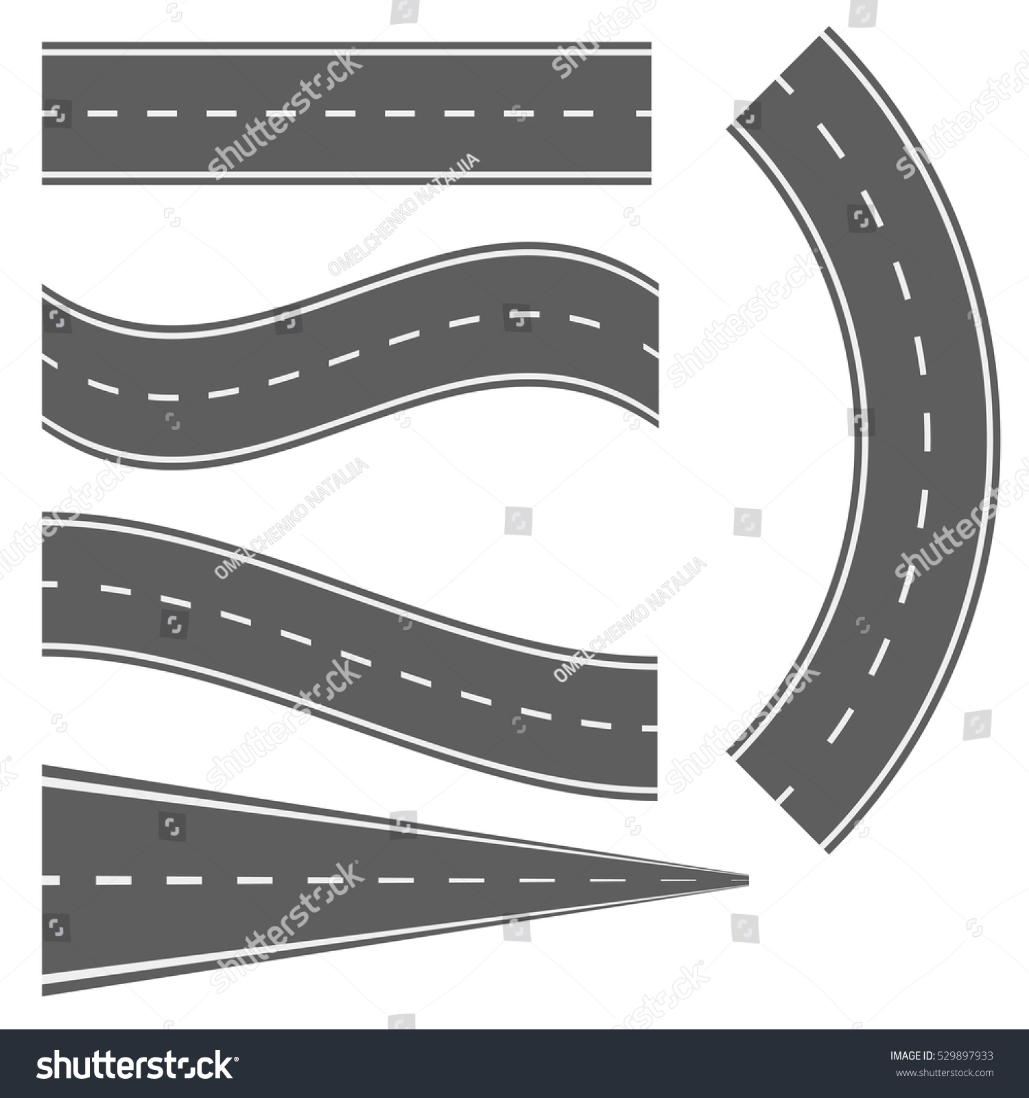 Winding Curved Road Highway Markings Vector Stock Vector Royalty Free 529897933 1454