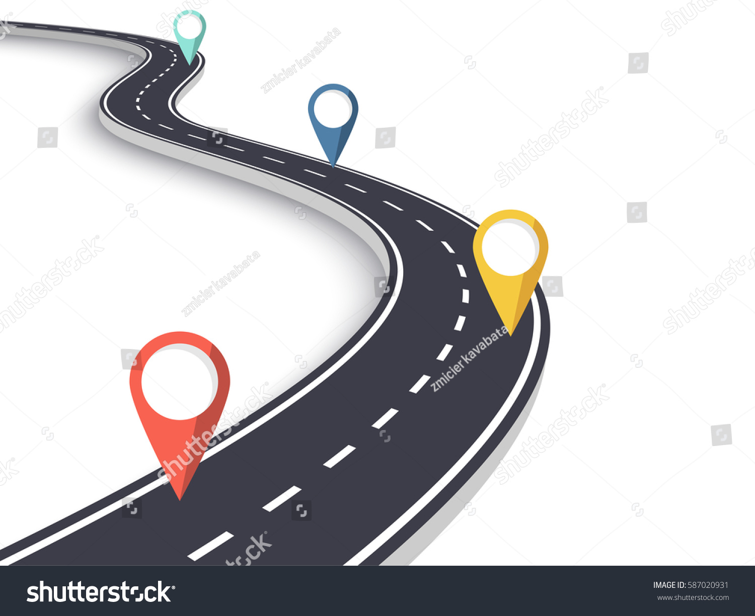 Winding Road On White Isolated Background Stock Vector (Royalty Free ...