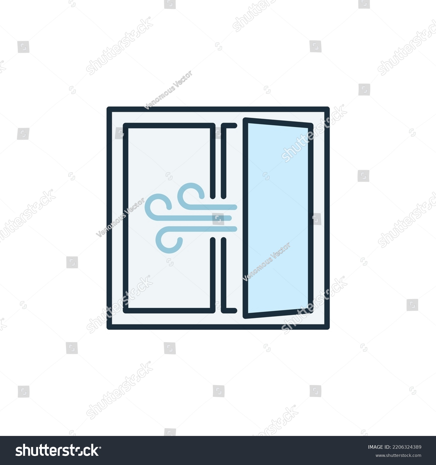 SVG of Window colored icon - Airing the Room vector concept symbol svg