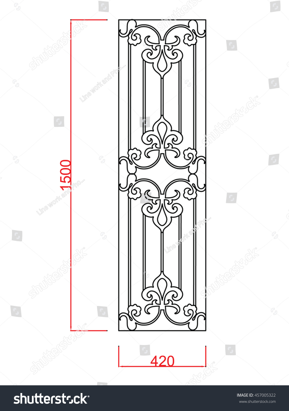 Window Railing Line Work Dimension On Stock Vector (Royalty Free ...
