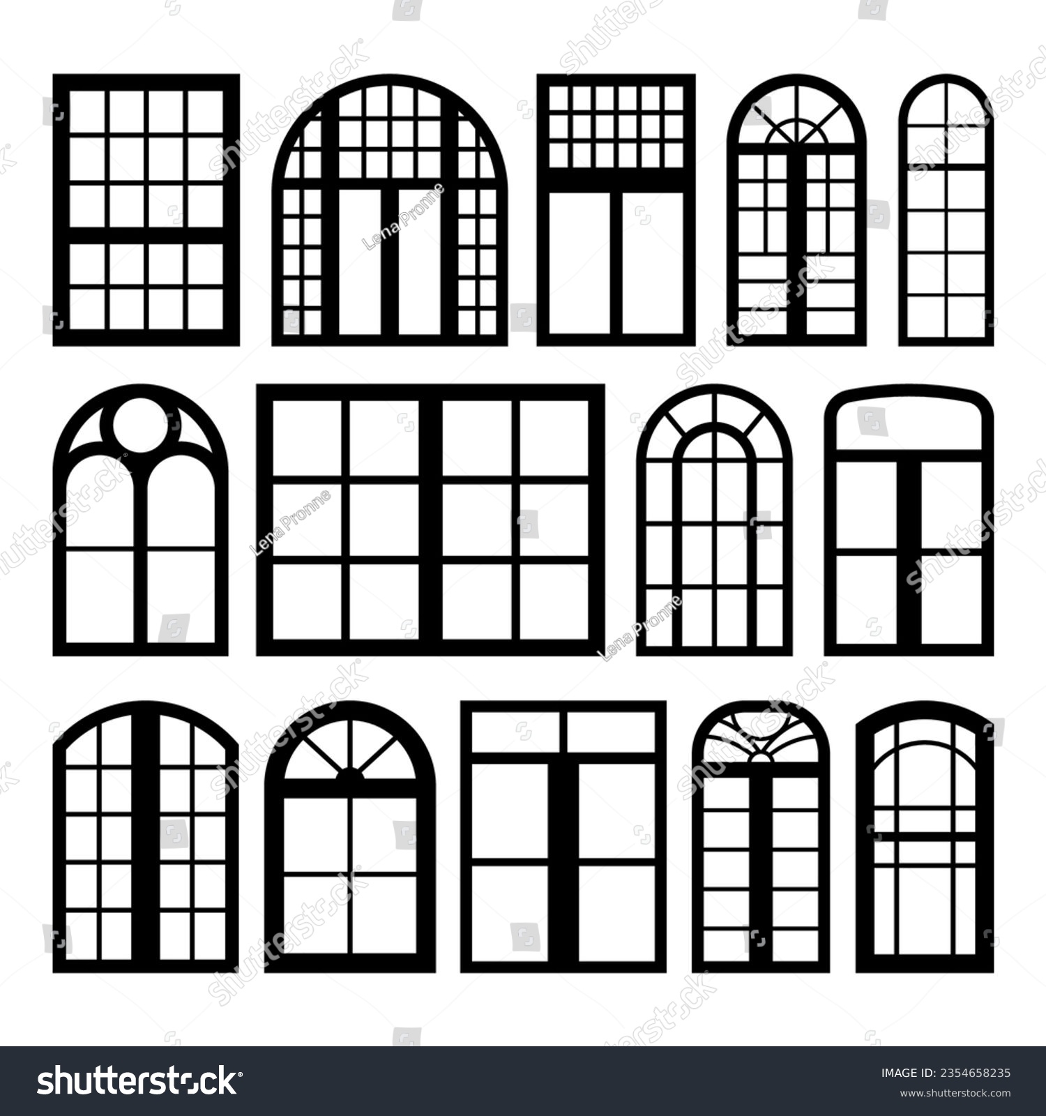 SVG of Window silhouette stencil templates cliparts svg