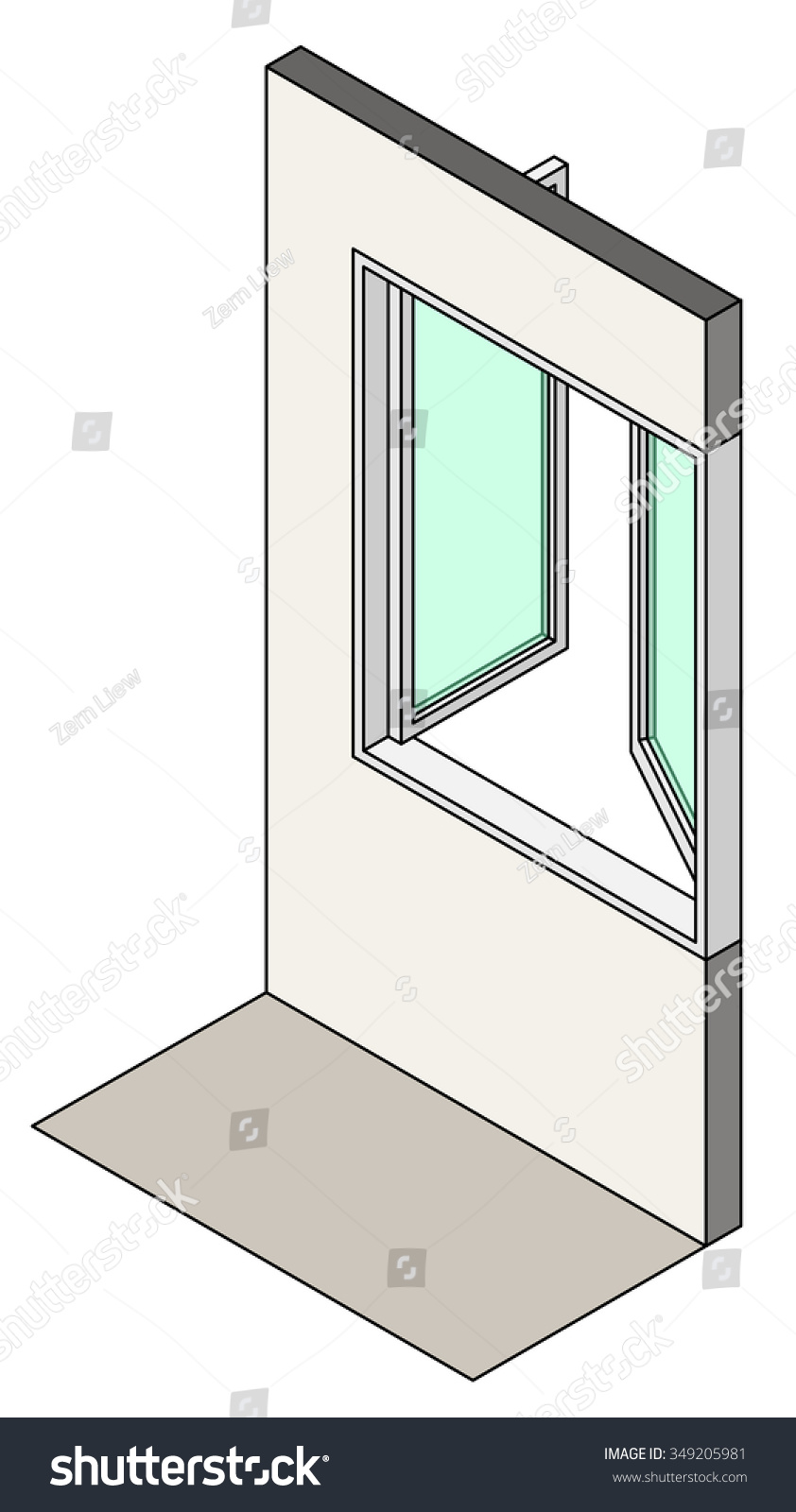 Window Type Construction Double Horizontal Pivot Stock Vector