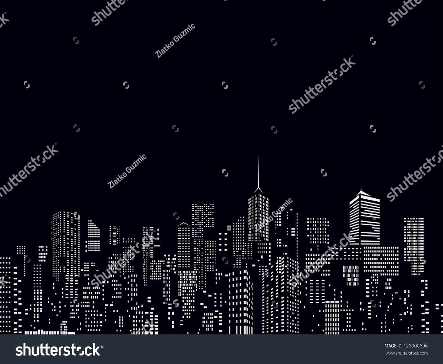 Windows On City Skylines In Black And White Stock Vector Illustration ...