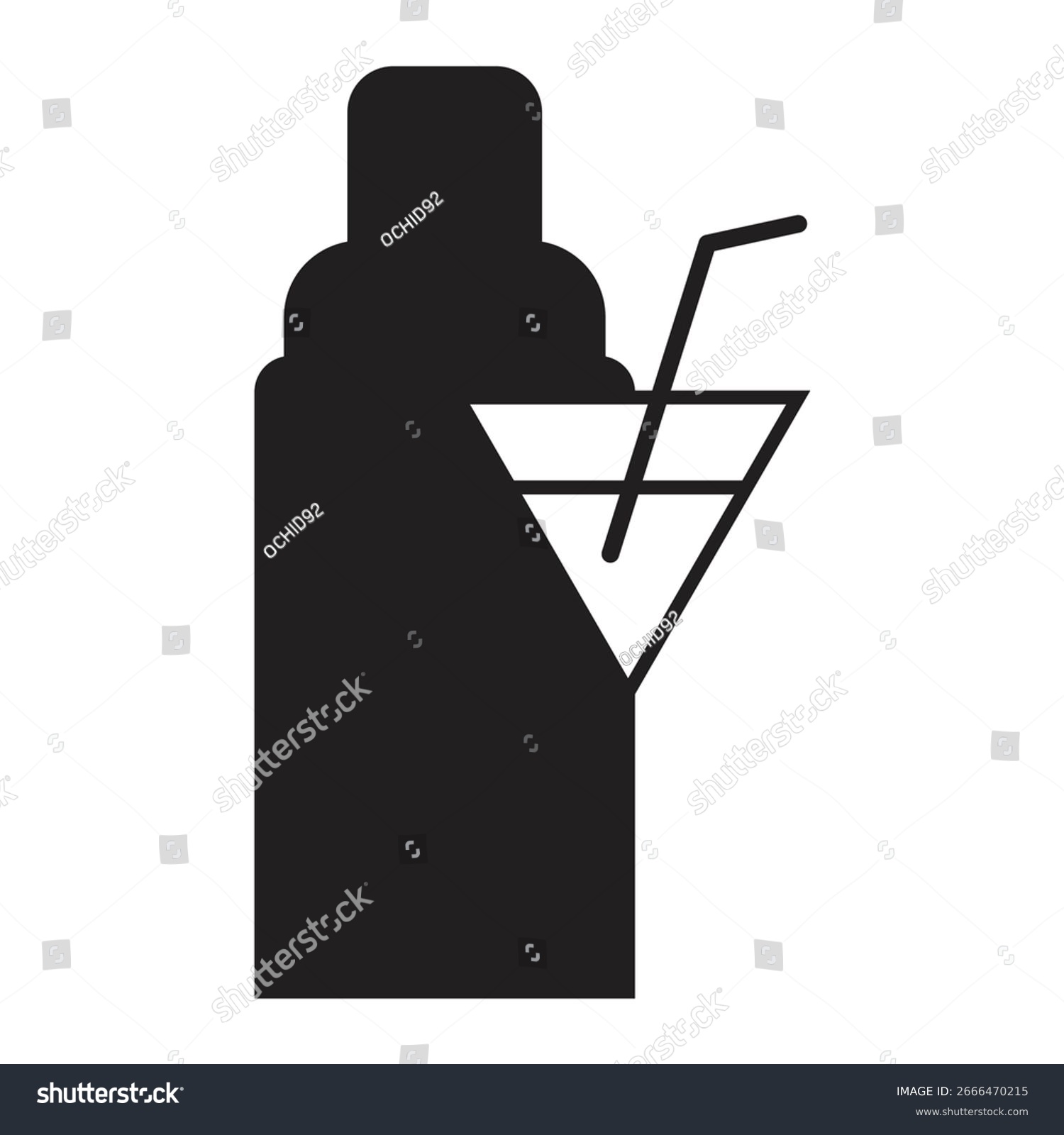 black cocktail shaker and glass silhouette clip art preview